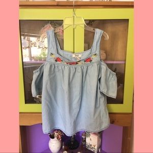 🌷denim floral forever21 blouse🌷